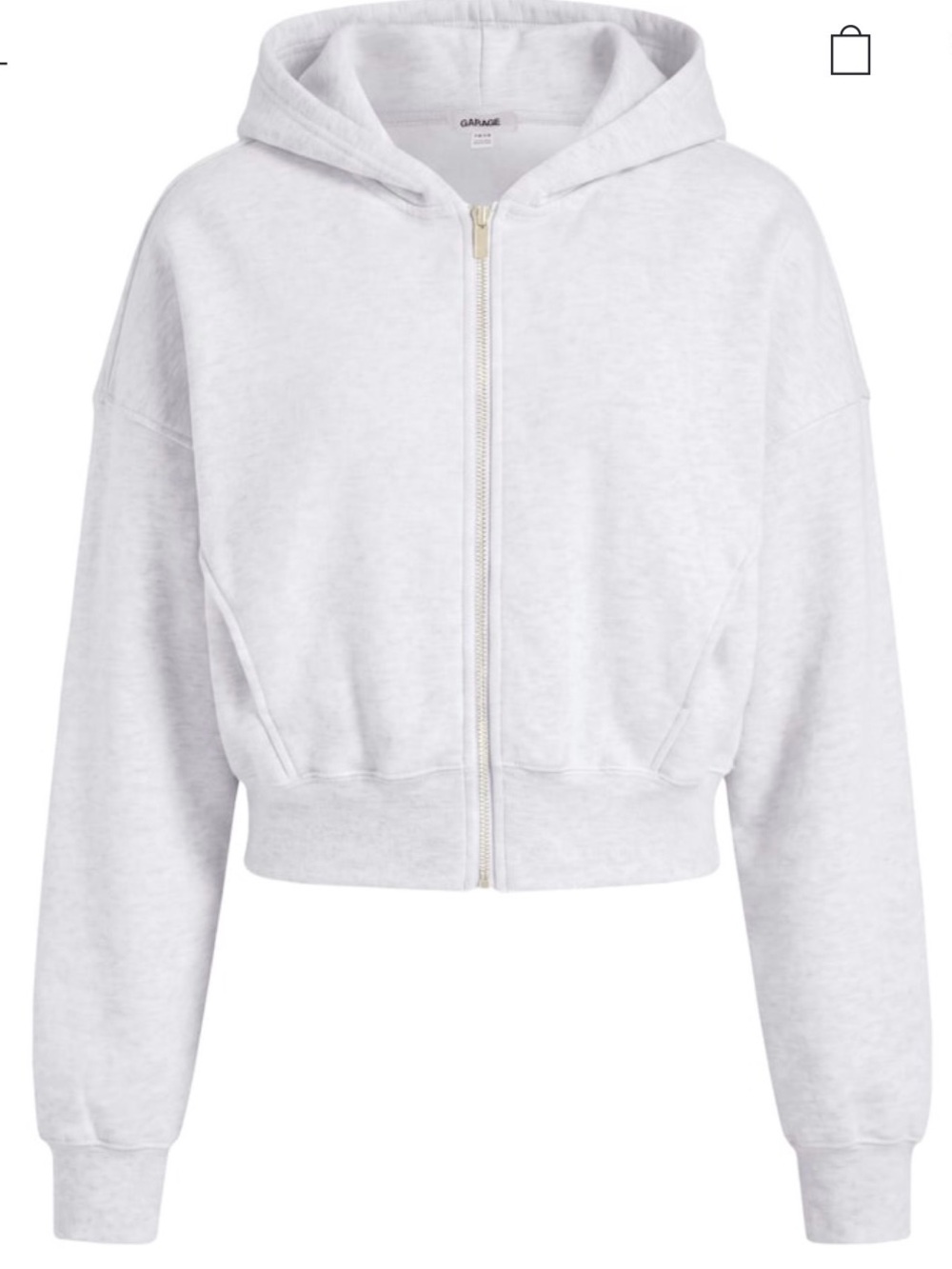 Garage Light Gray Cropped Zip-Up Hoodie